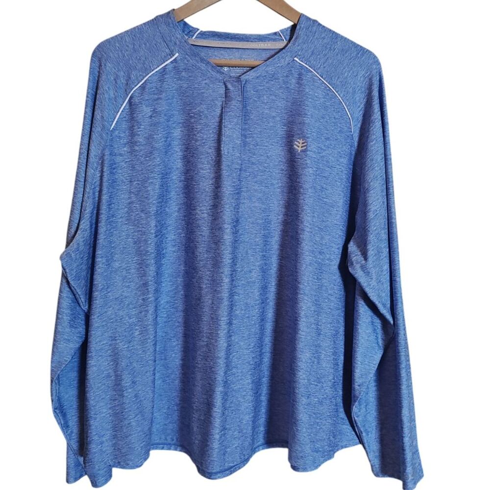 Coolibar Top Blue UPF 50+ Devi Long Sleeve Resort Swim Sun Protection Plus 3X